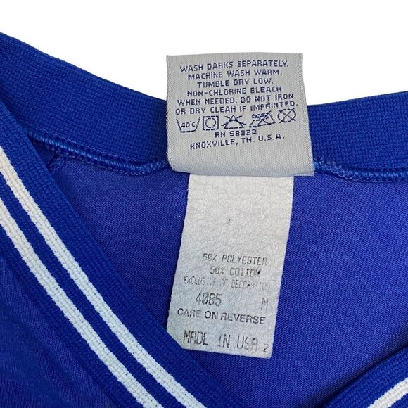 BIKE Brand Shirt Mens Medium Blue Number One Short Sleeve Vintage Tee - Picture 10 of 12